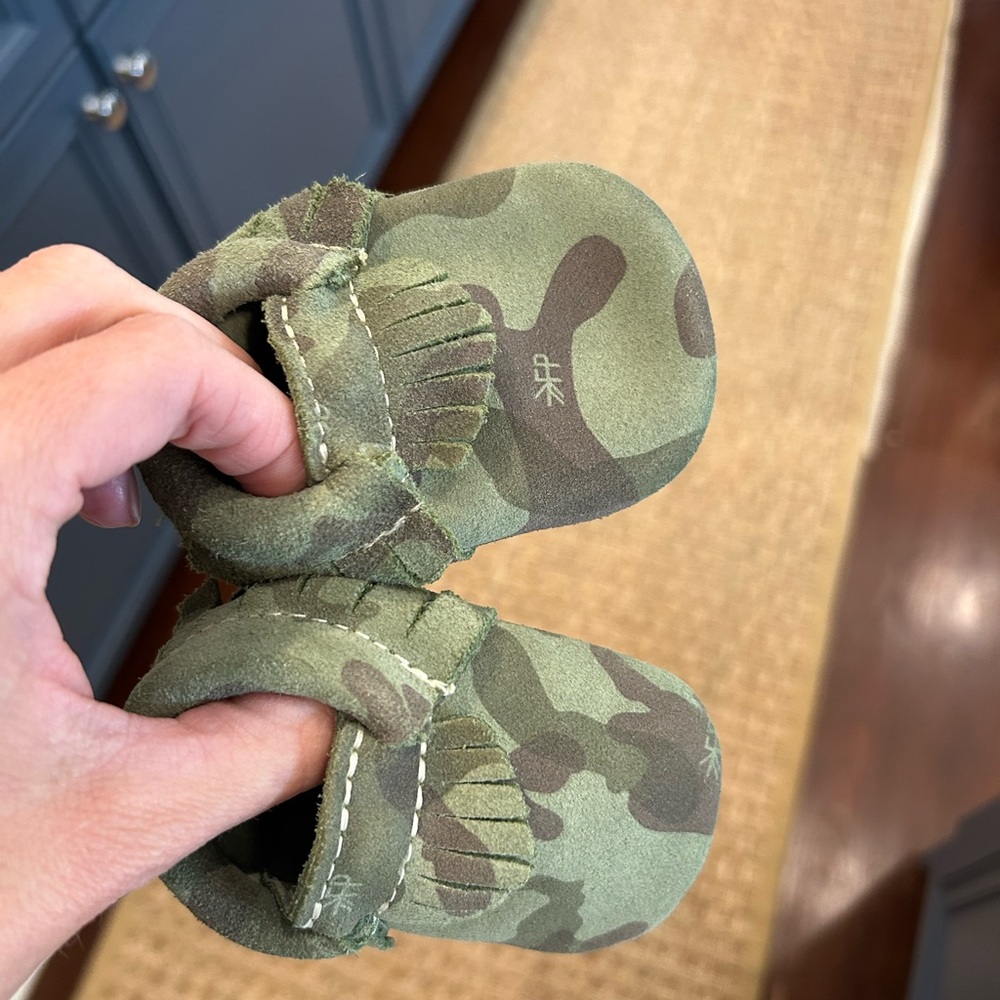 Freshly Picked Green Baby Moccasins with Fringe